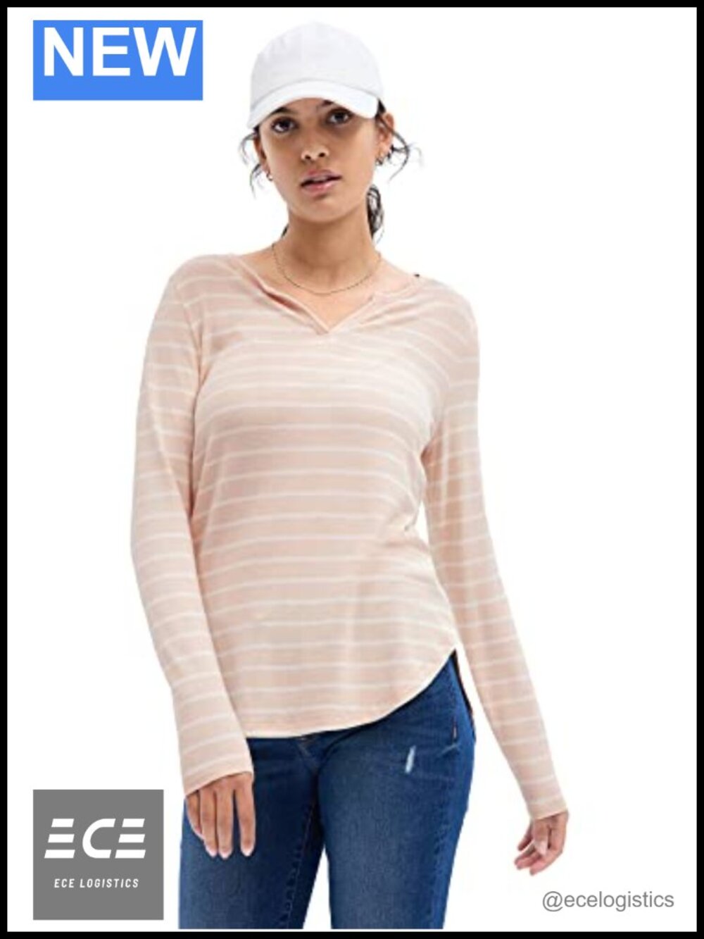 Women's Long Sleeve Split Neck Cozy Top Shirt Pullover Cuffed Everyday